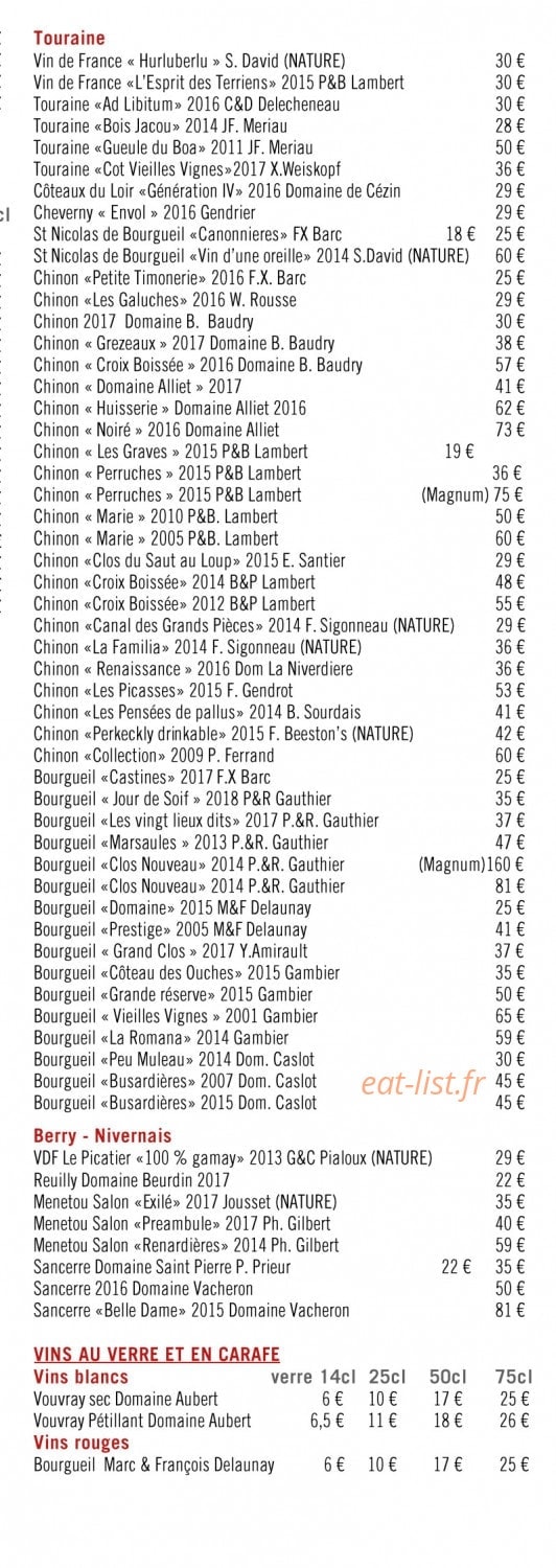 Au Petit Riche — carte page 13
