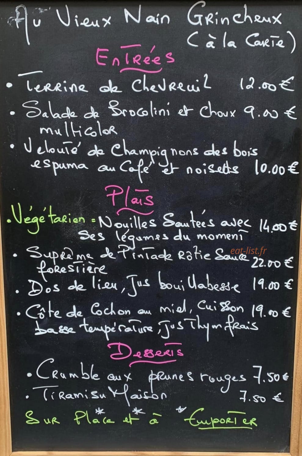 Au Vieux Nain Grincheux — carte page 1