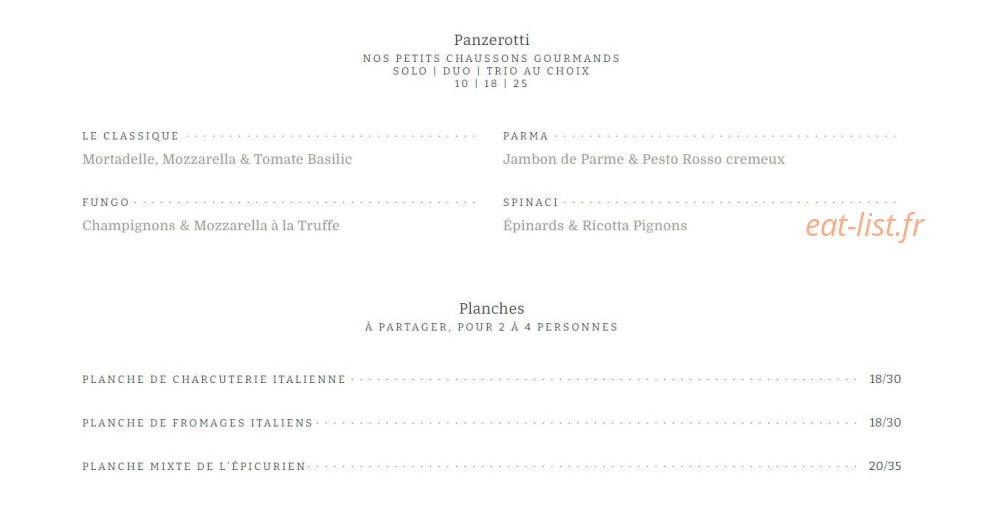 Bacini Pigalle — carte page 1