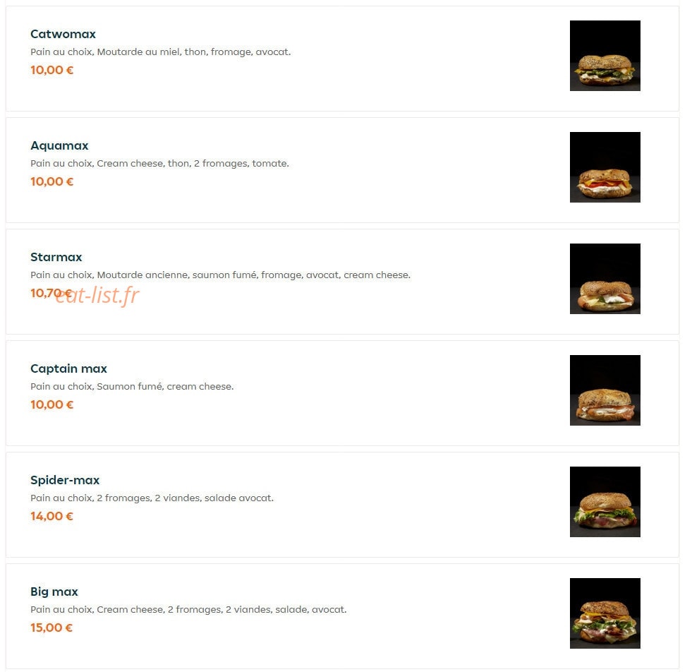 Bagel Max — carte page 2