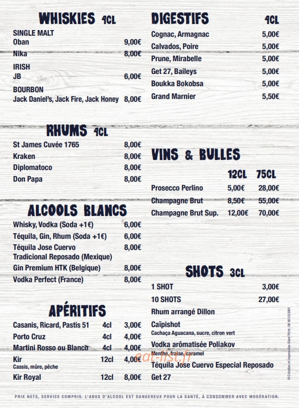 Bistro 27 — carte page 3