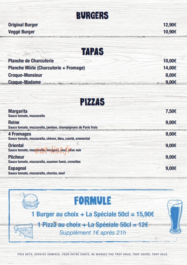 Bistro 27 — carte page 1