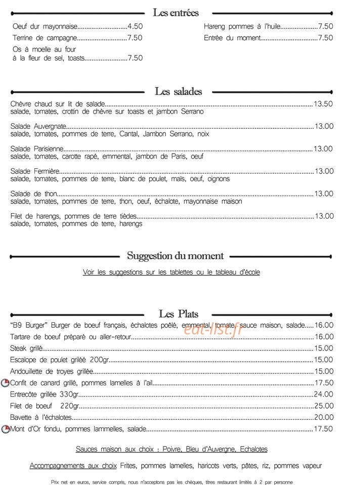 Bistro Neuf — carte page 1