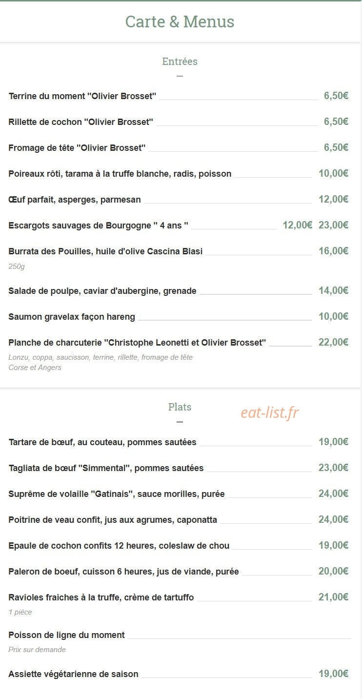 Bistrot Rougemont — carte page 1