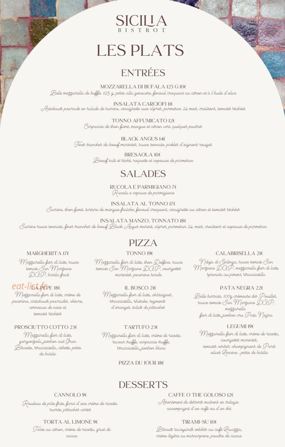 Bistrot Sicilia — carte page 3