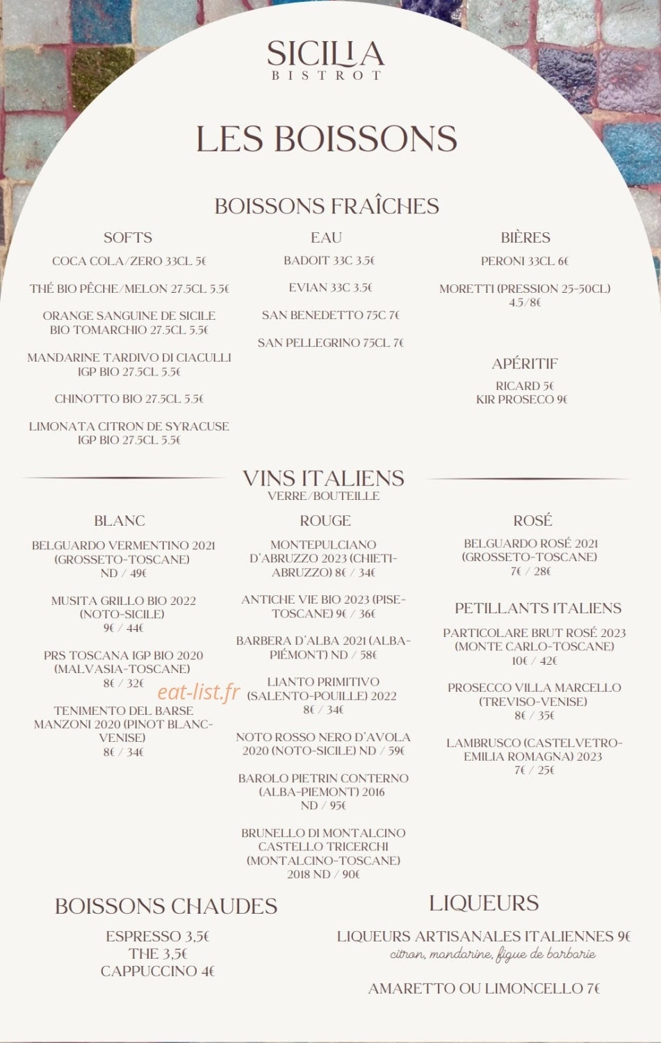 Bistrot Sicilia — carte page 4