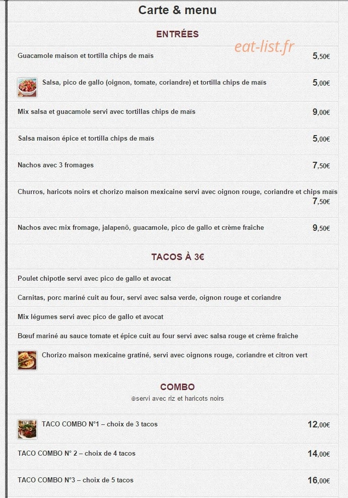 Black Beans — carte page 1