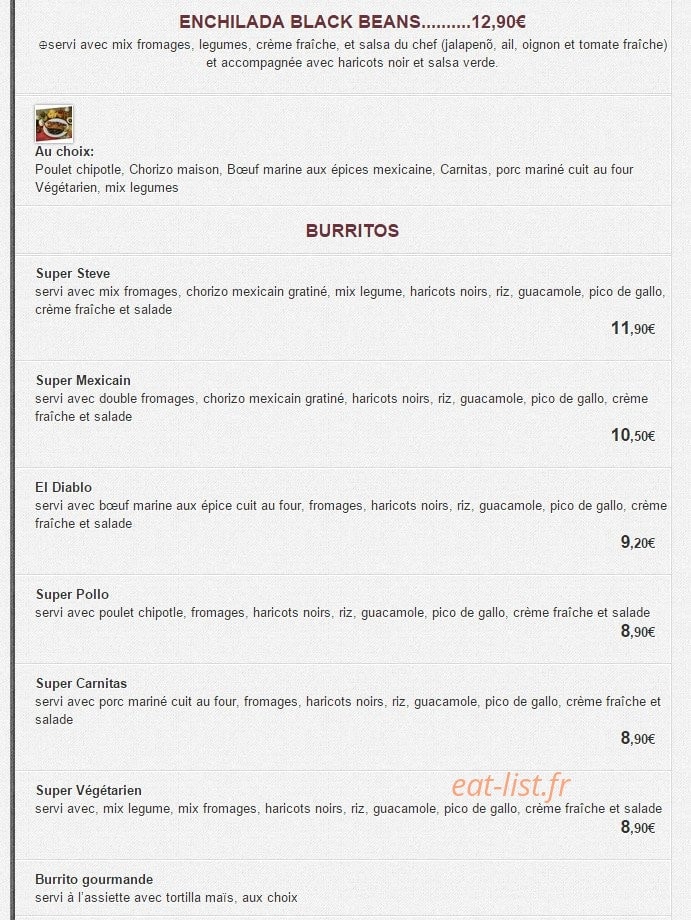 Black Beans — carte page 2