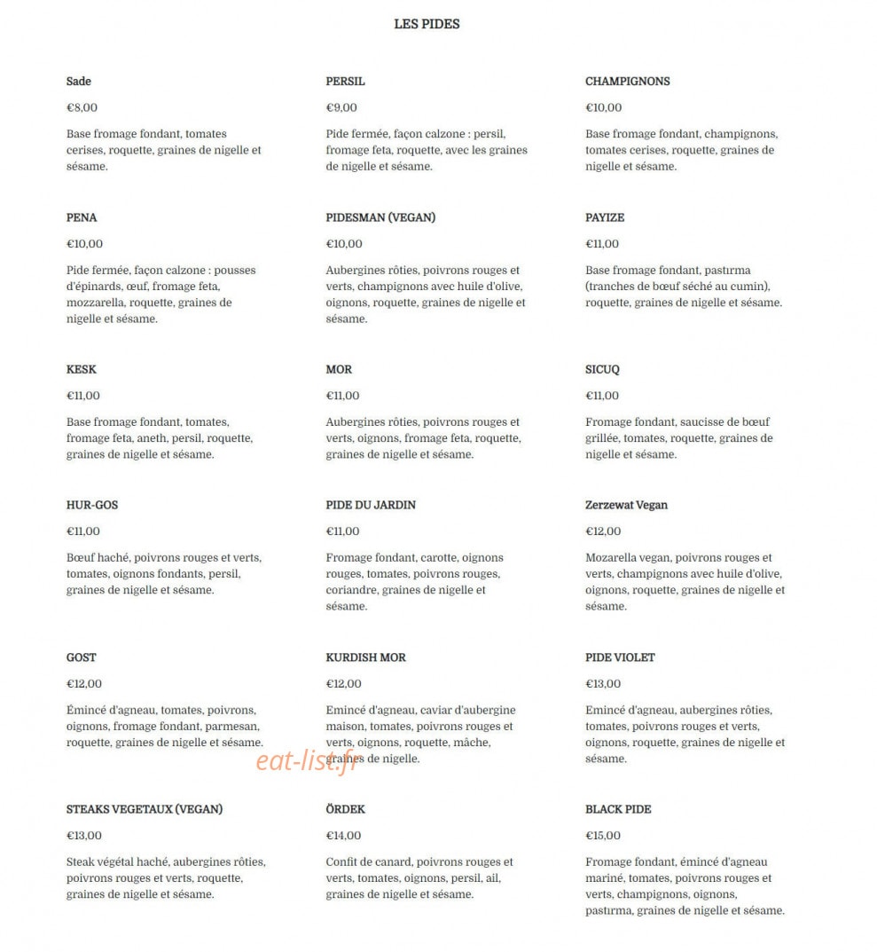 Black Pide — carte page 1