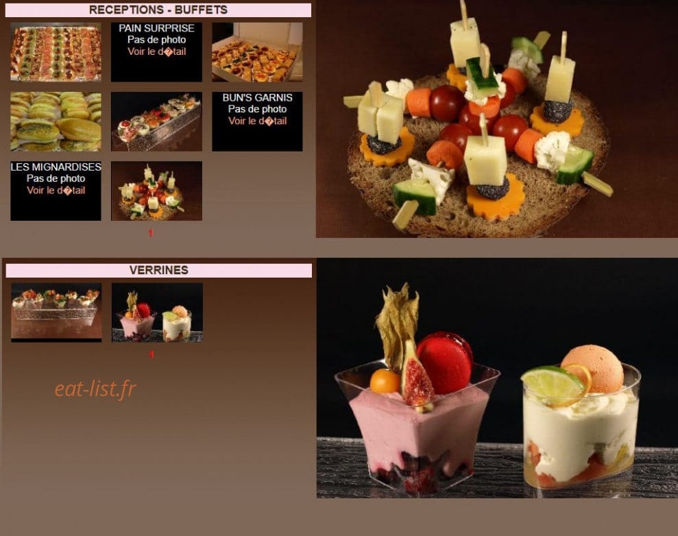 Carte et menu de Boulangerie Jean Noël Julien à Paris 9 — Buffets et verrines