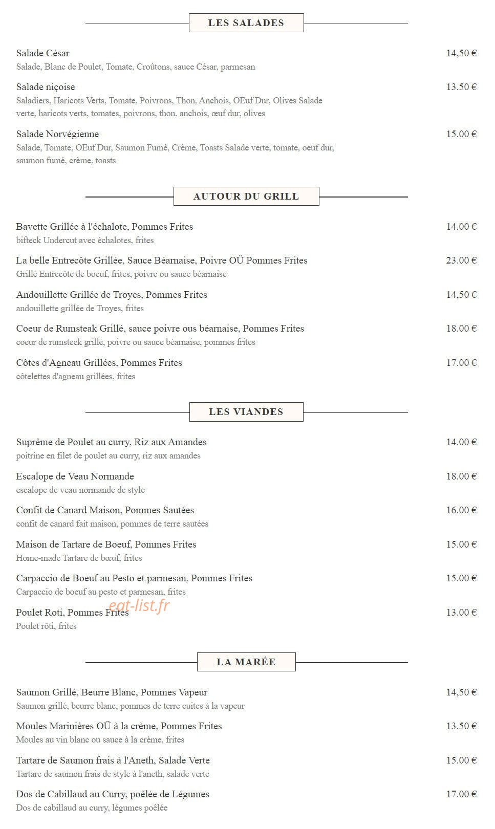 Café de l'opera — carte page 2