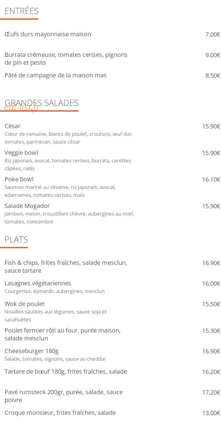 Cafe Du Mogador — carte page 1