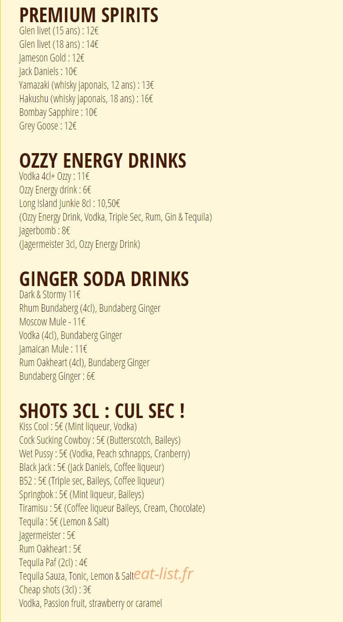 Café Oz Australian Bar — carte page 5