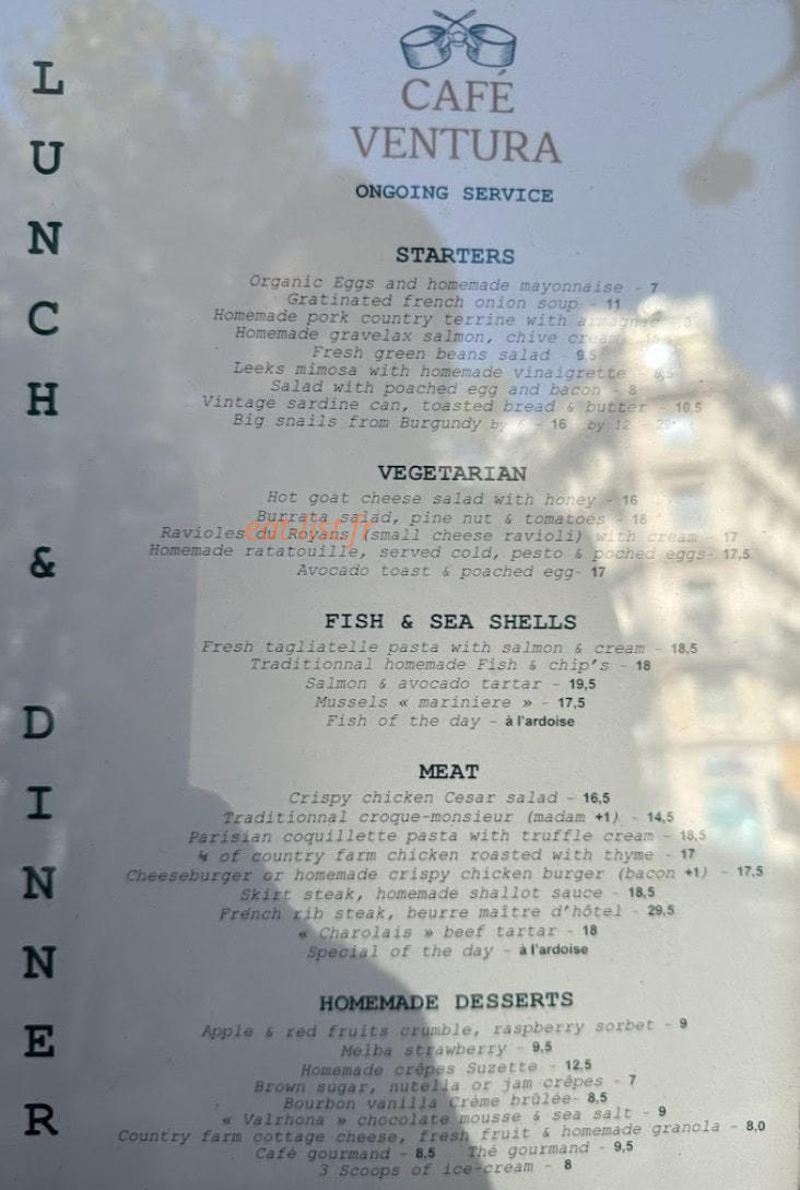 Café Ventura — carte page 1