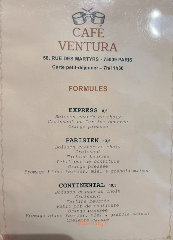 Café Ventura — carte page 3