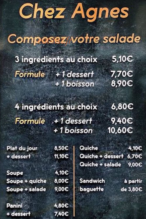 Chez Agnès — carte page 2