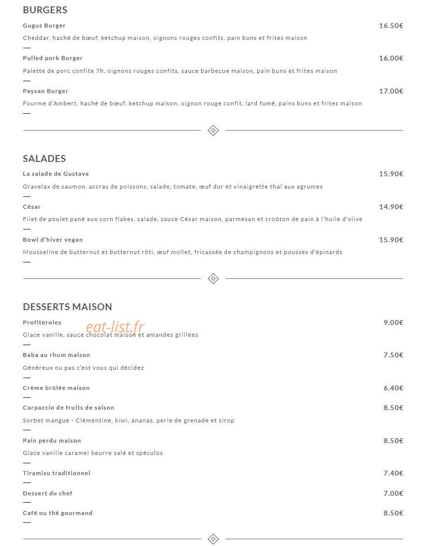 Chez Gustave — carte page 2