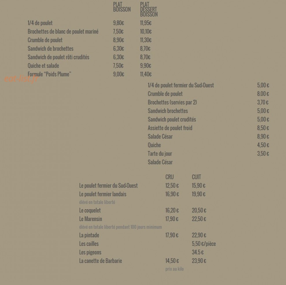 Chez Plume — carte page 1