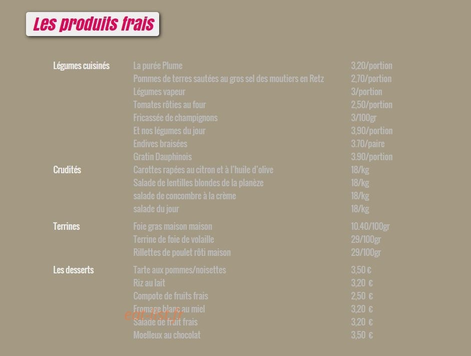 Chez Plume — carte page 2