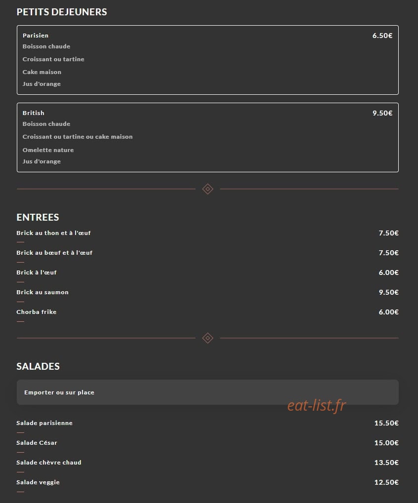 Chez Sab — carte page 1
