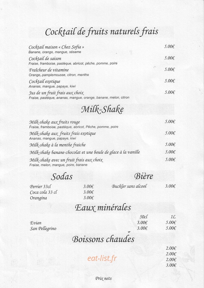 Chez Sofia — carte page 6