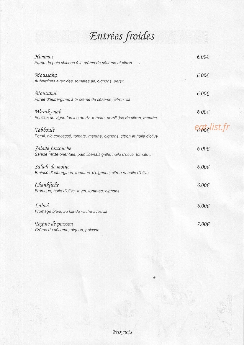 Chez Sofia — carte page 1