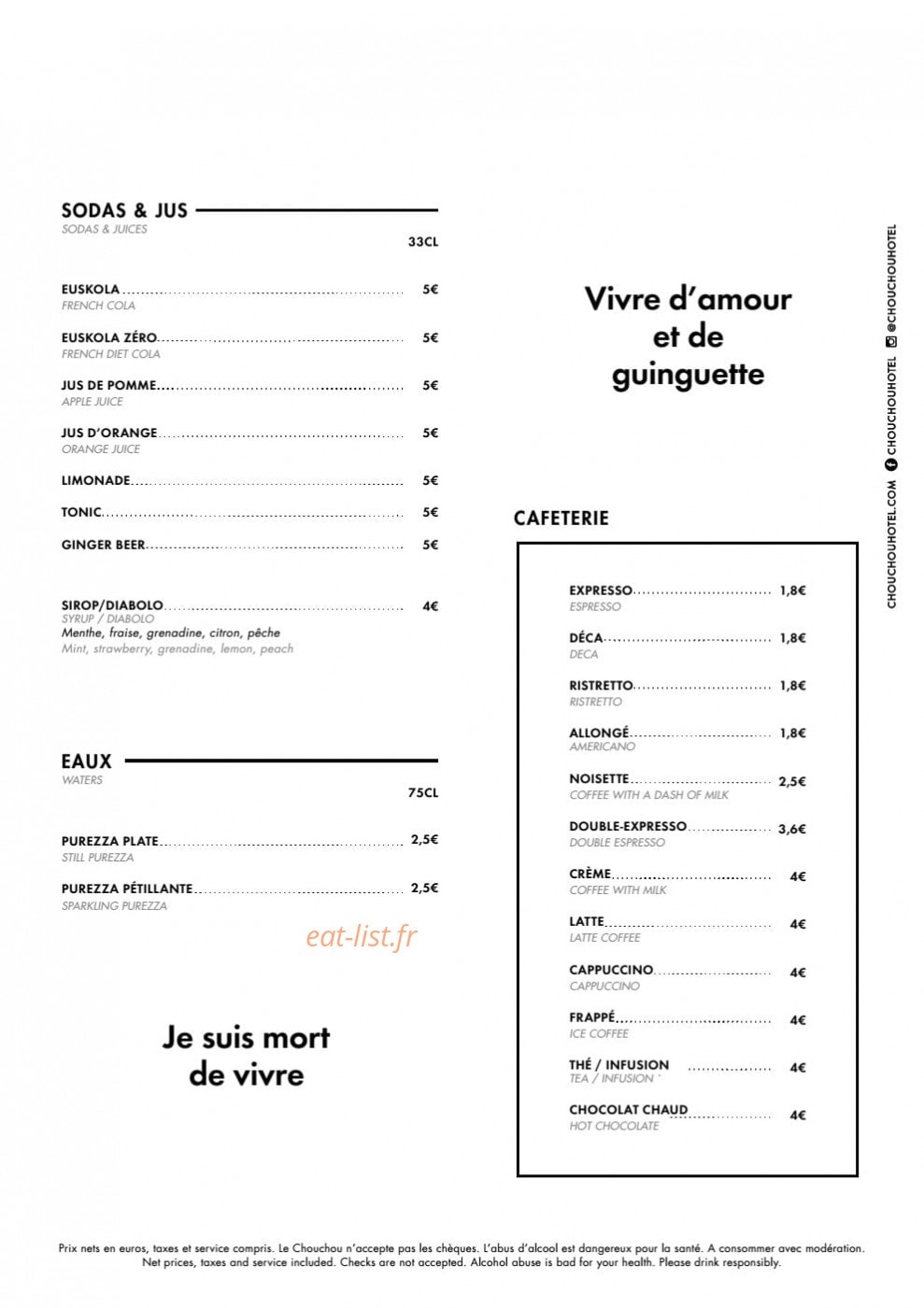 Chouchou bar Guinguette — carte page 3