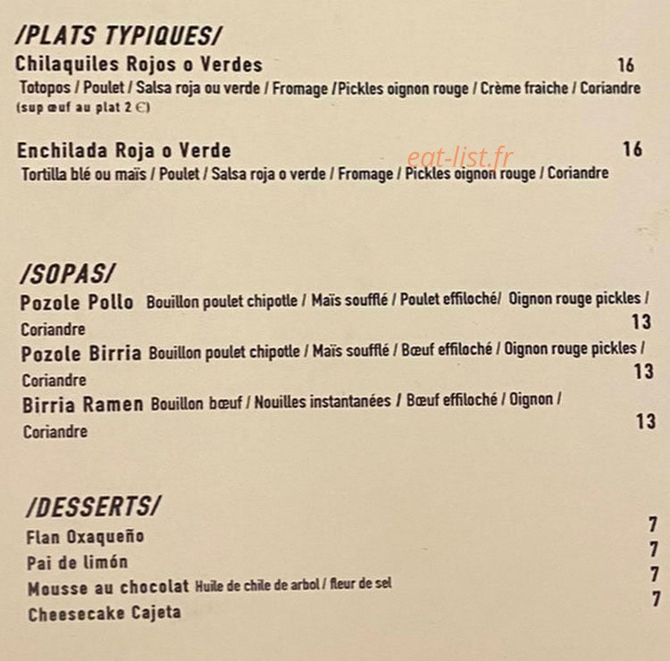 Cilantro — carte page 2