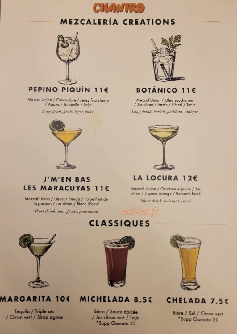 Cilantro — carte page 3