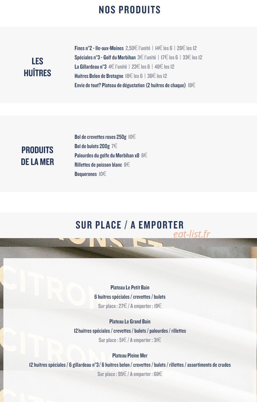 Citrons et Huitres — carte page 1
