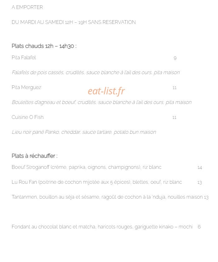 Cuisine — carte page 1