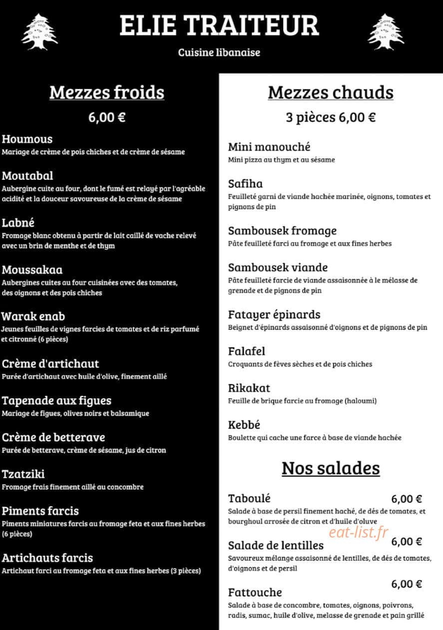 Elie Traiteur — carte page 2