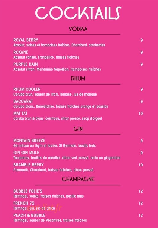 Folie's Café — carte page 7