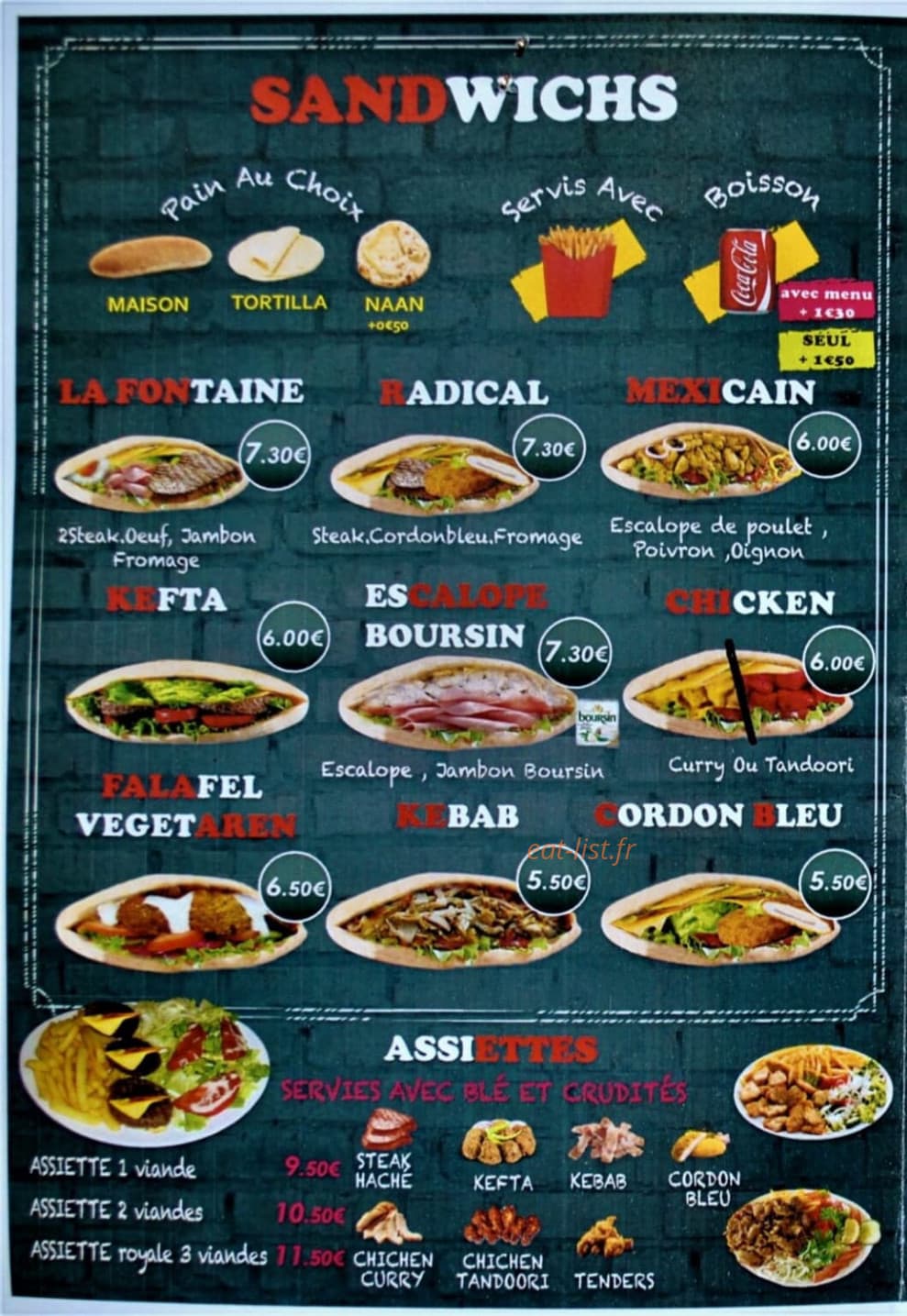 Fontaine Food — carte page 1