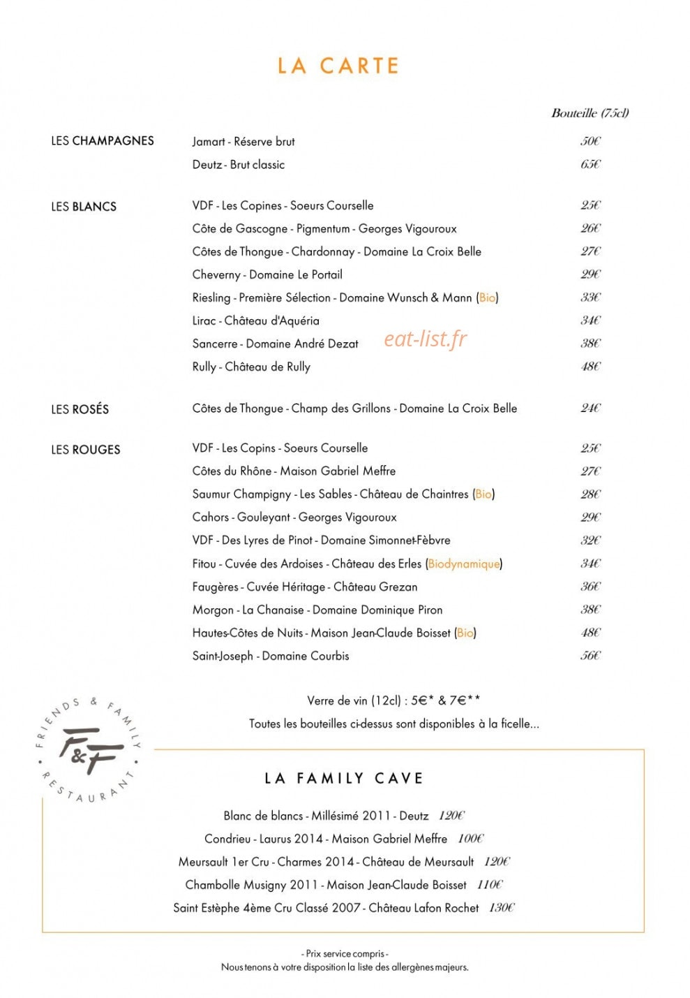 Friends and Family — carte page 2
