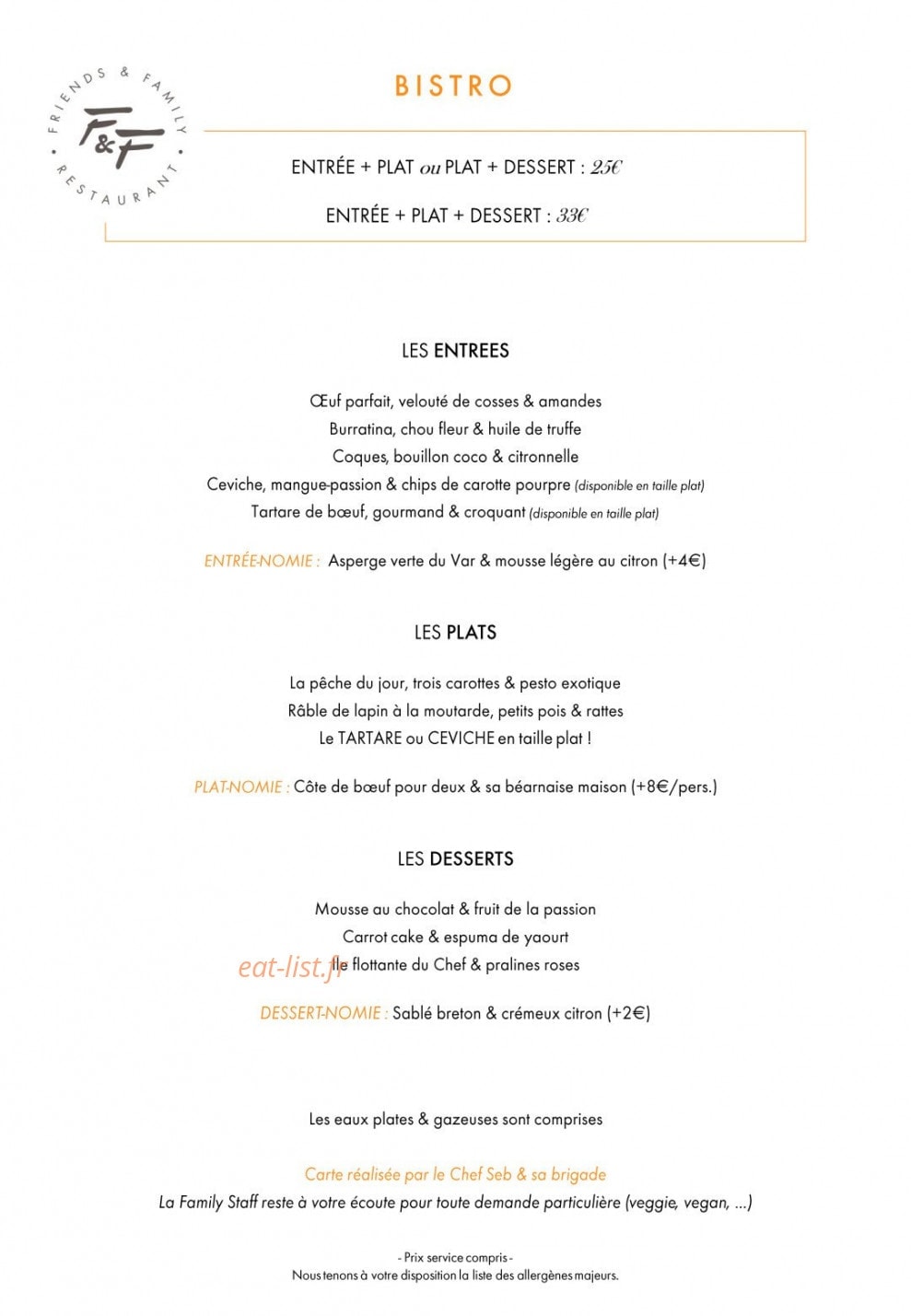 Friends and Family — carte page 1