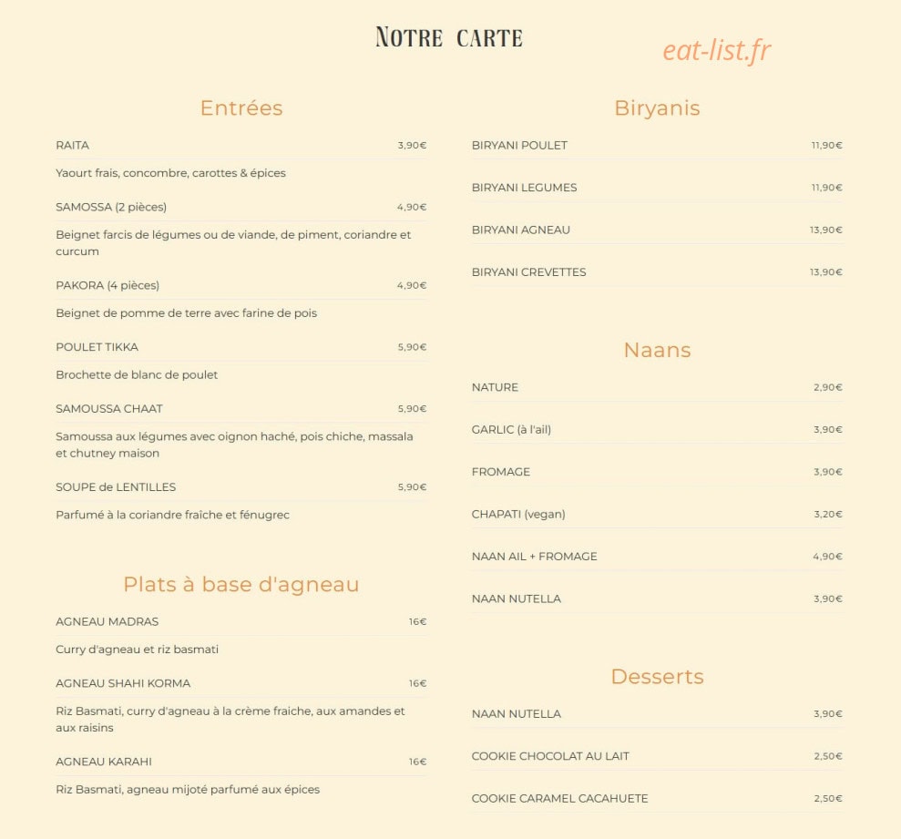 Kurry Up — carte page 1