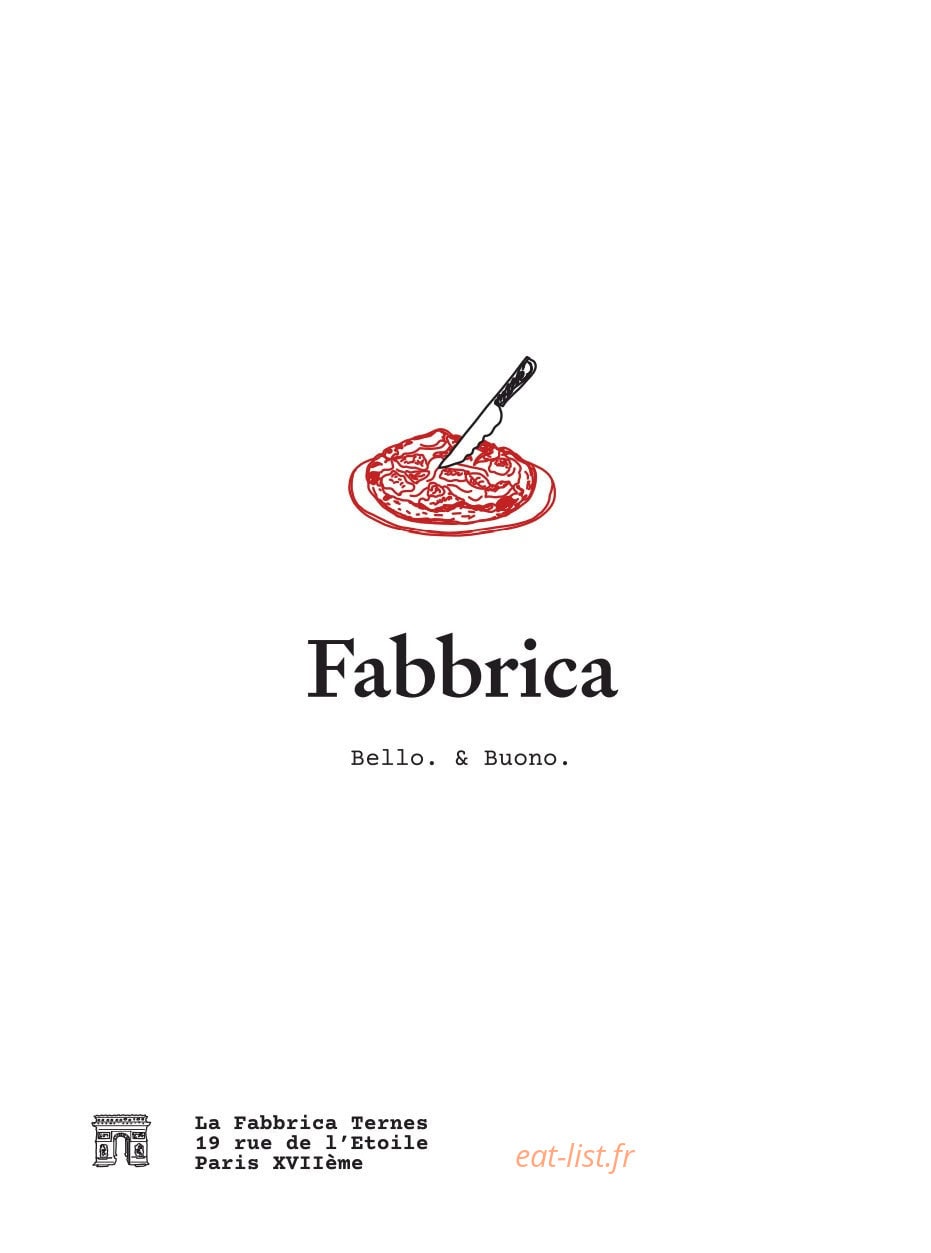 Carte et menu La Fabbrica Saint Georges Paris