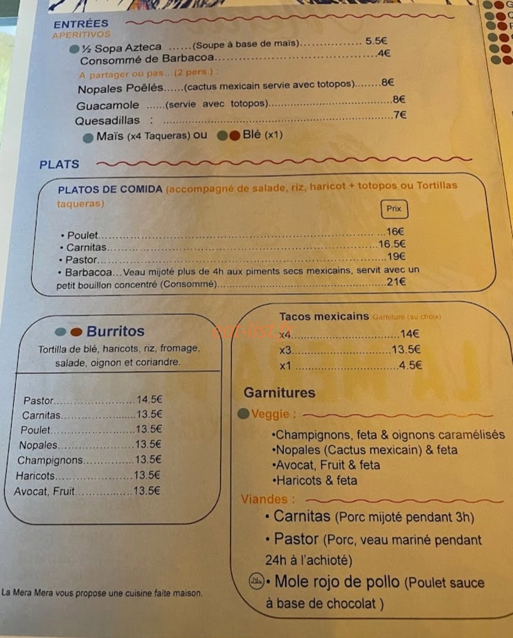 La Mera Mera — carte page 1