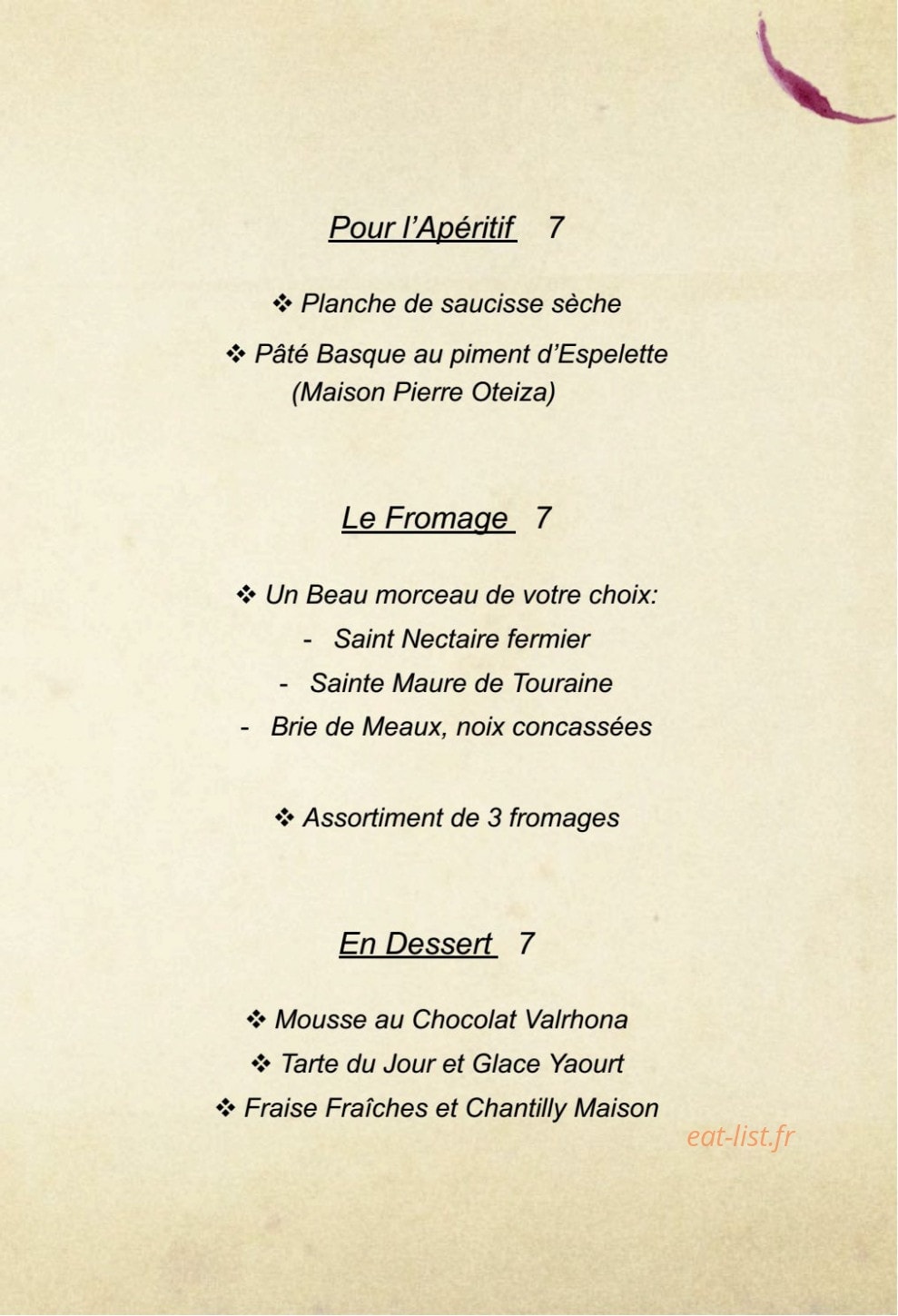 La Muse Du Chai — carte page 4