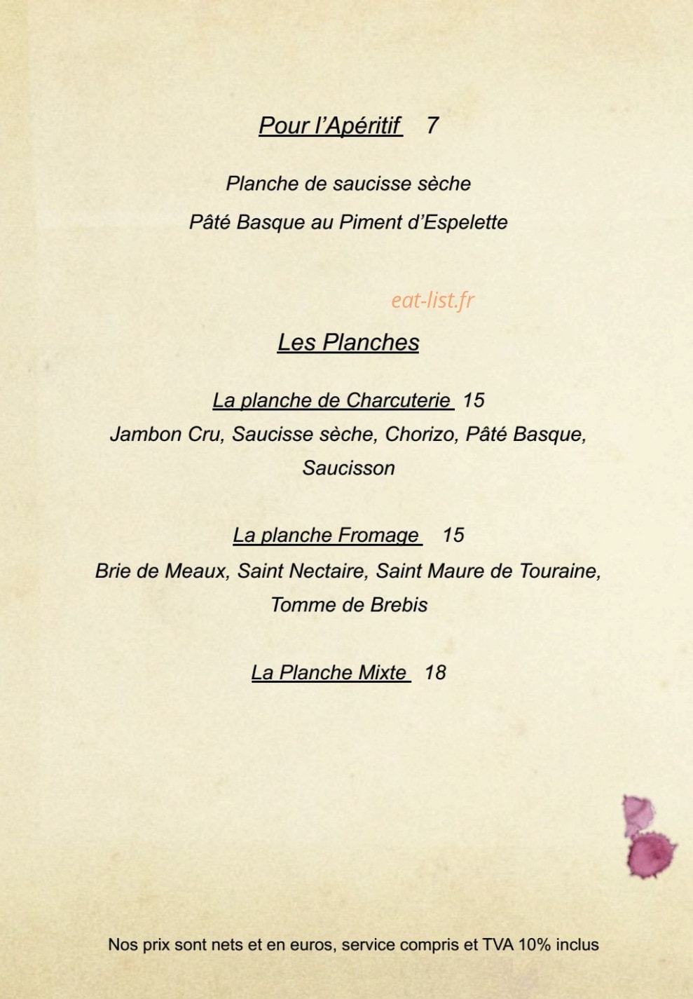 La Muse Du Chai — carte page 3