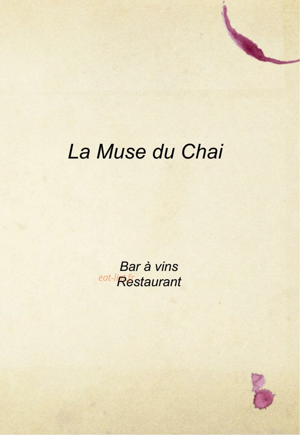 La Muse Du Chai — carte page 1