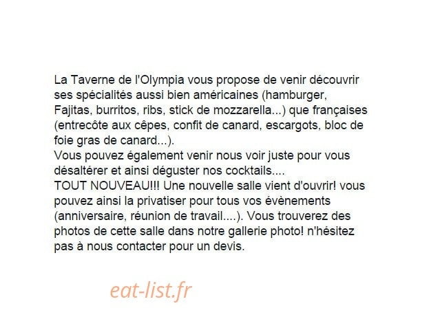 La Taverne de l' Olympia — carte page 2