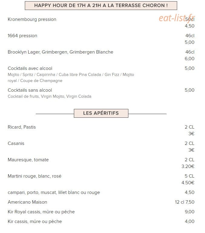 La Terrasse Choron — carte page 1