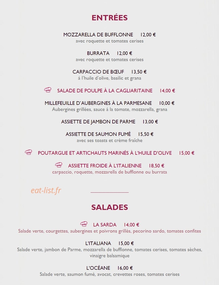 La Trattoria dell'isola — carte page 1
