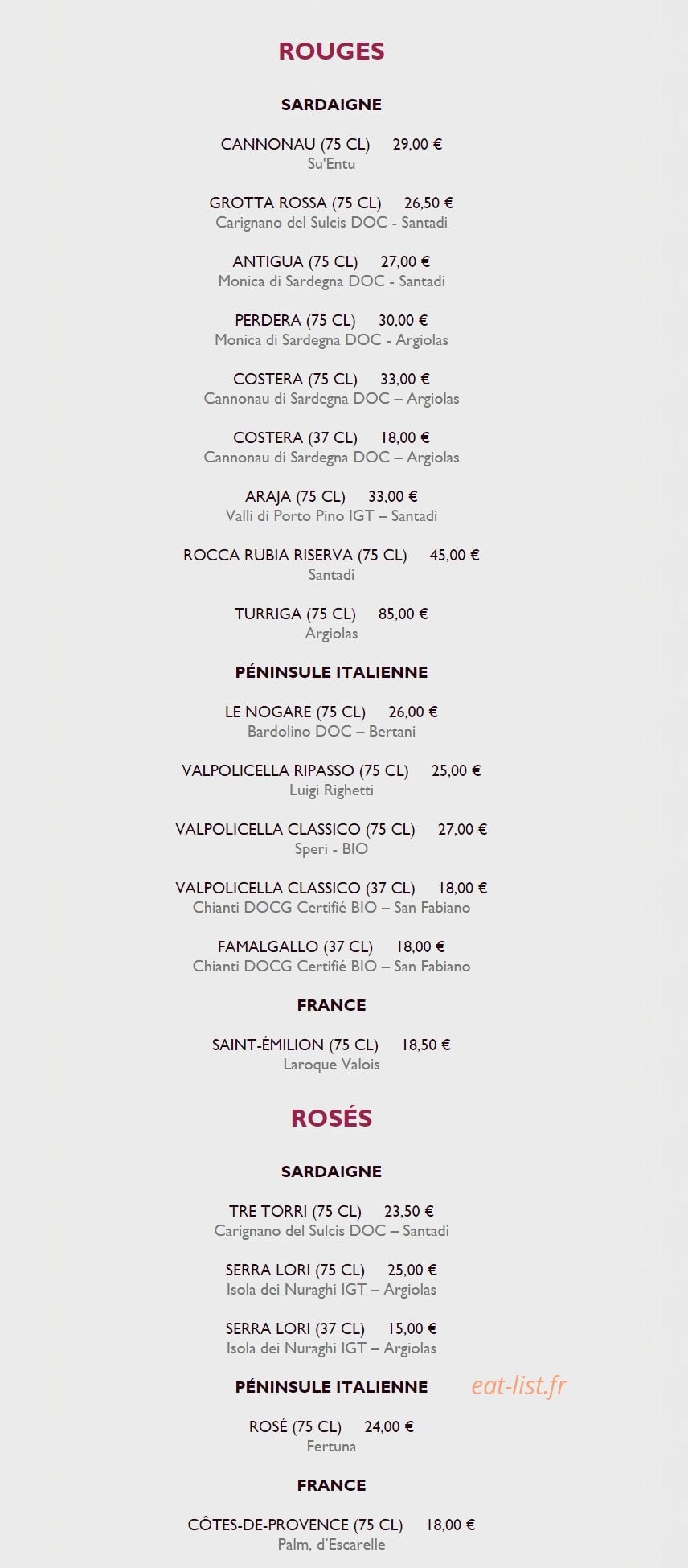 La Trattoria dell'isola — carte page 6