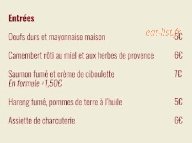 Le Bistrot Verdeau — carte page 1