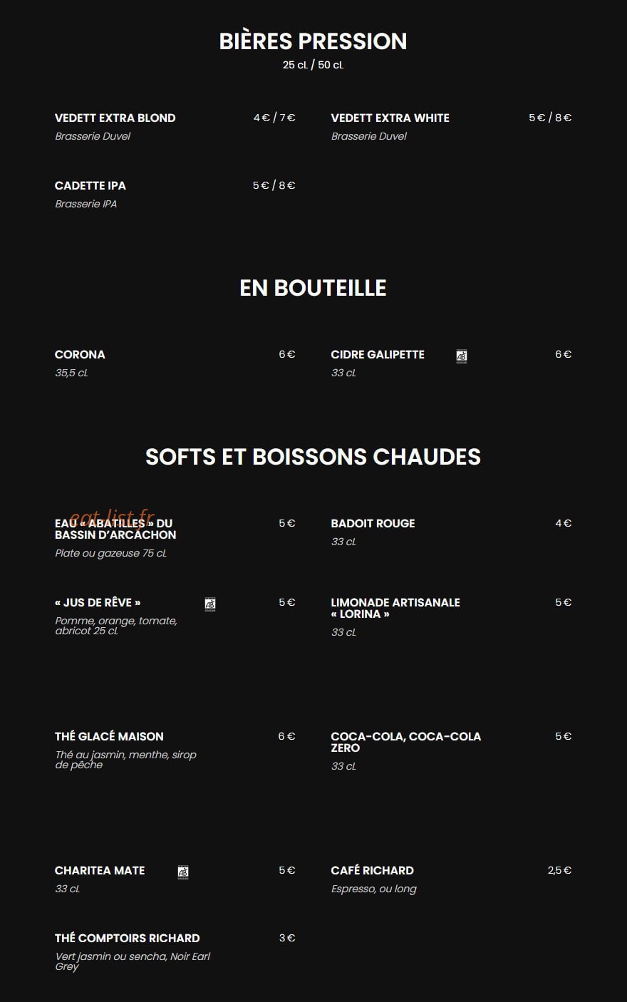 Le Cancan Pigalle — carte page 5
