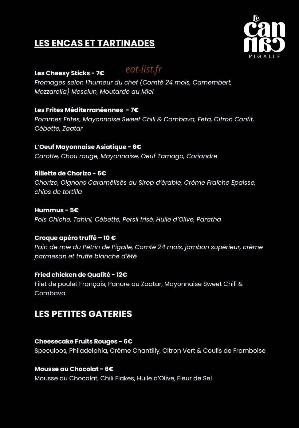 Le Cancan Pigalle — carte page 2