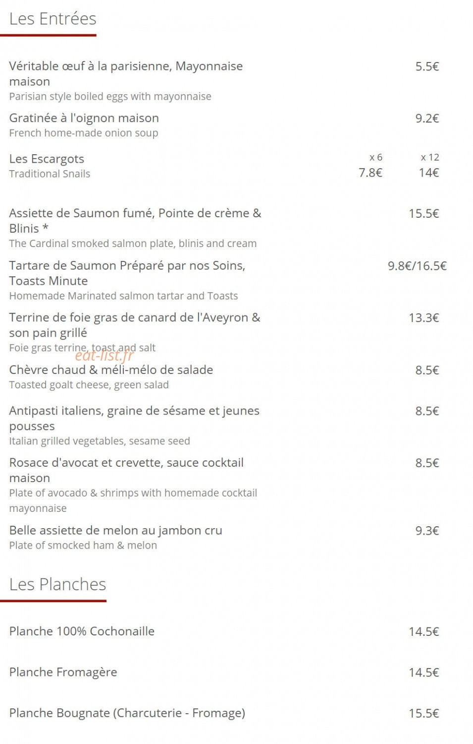 Le Cardinal — carte page 2